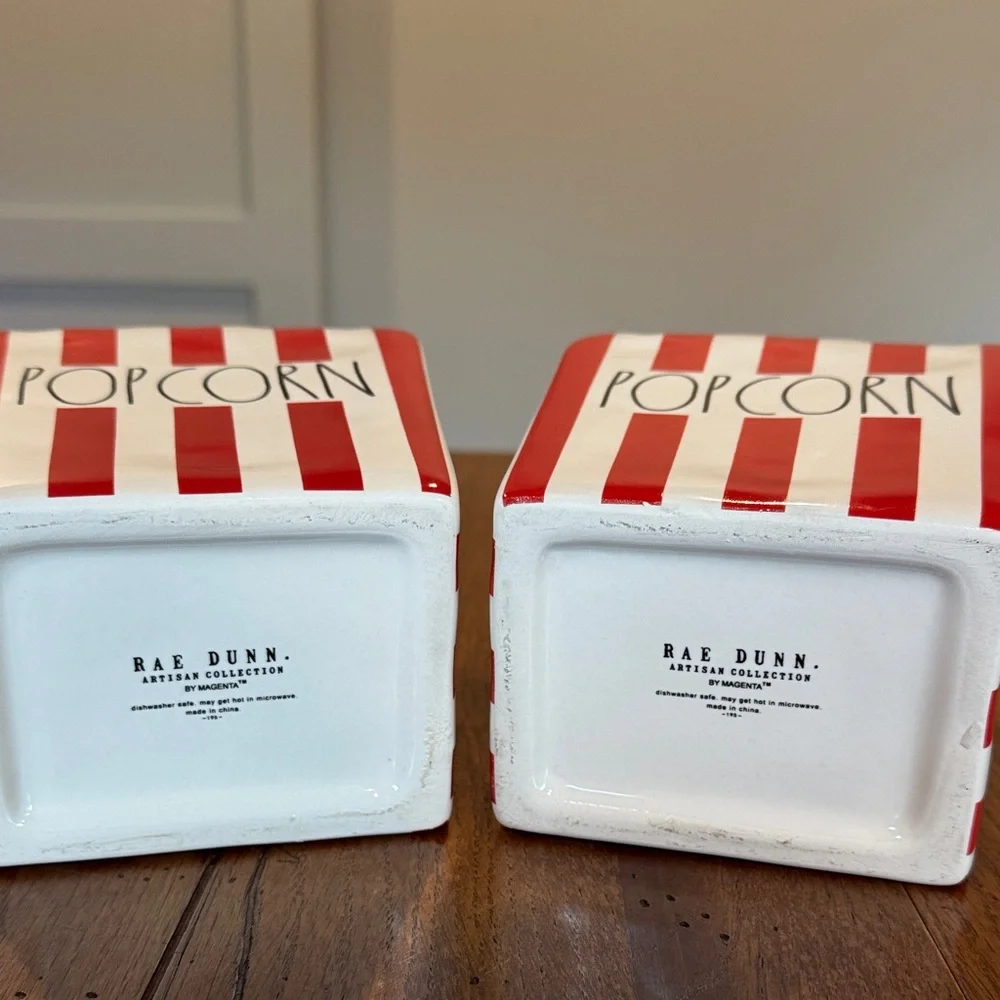 Rae Dunn Red and White Striped Popcorn Containers